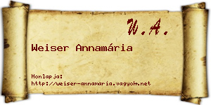 Weiser Annamária névjegykártya